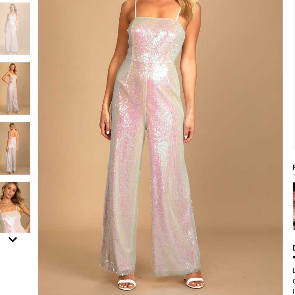 White sequin jumpsuit